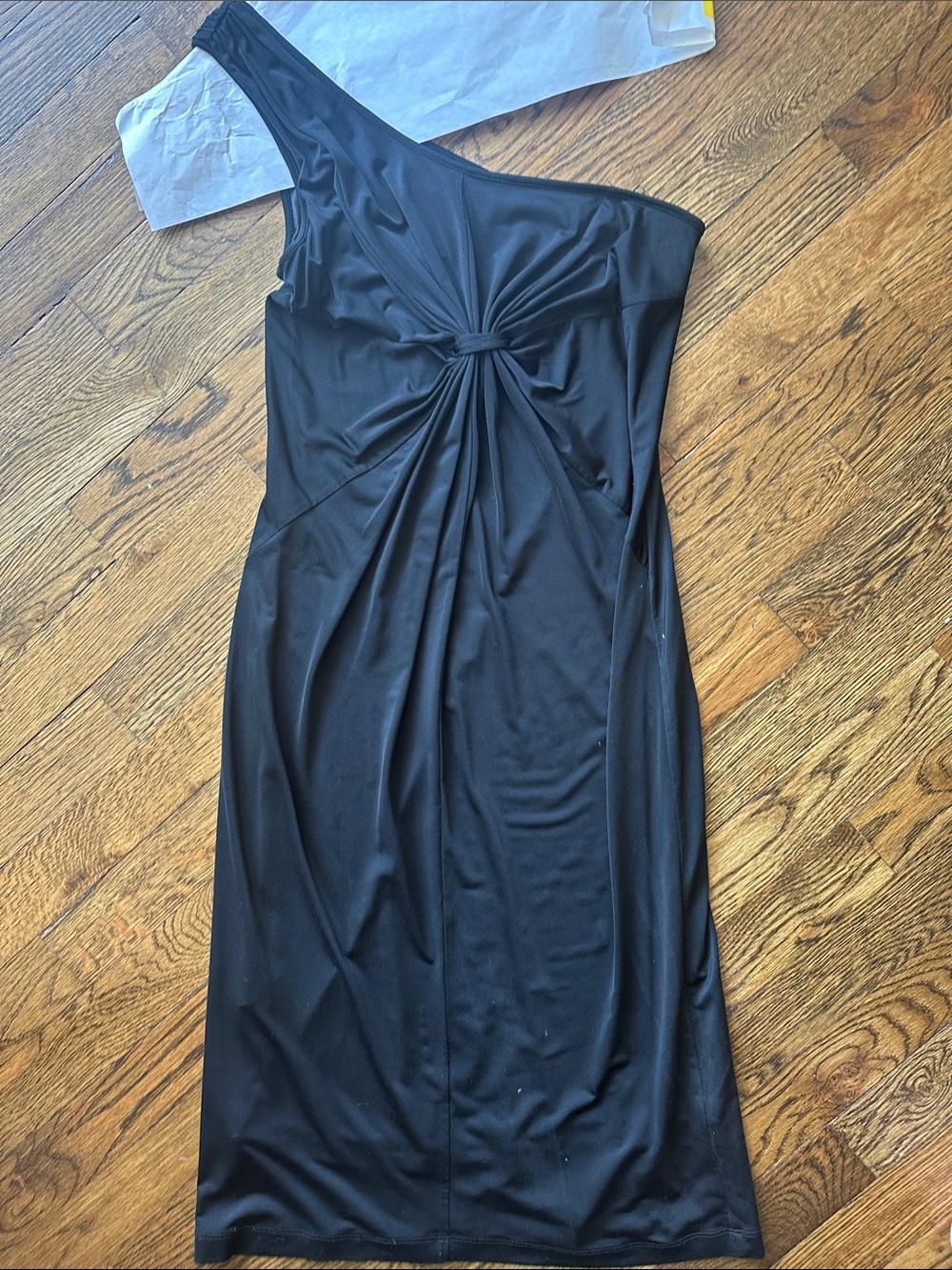 BCBG Black One-Shoulder Twist Front Dress